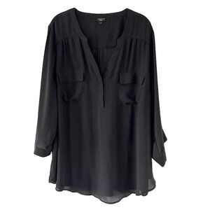 Torrid 4X BLACK Harper 3/4 Sleeve Plus Size Top Blouse Tunic Pullover